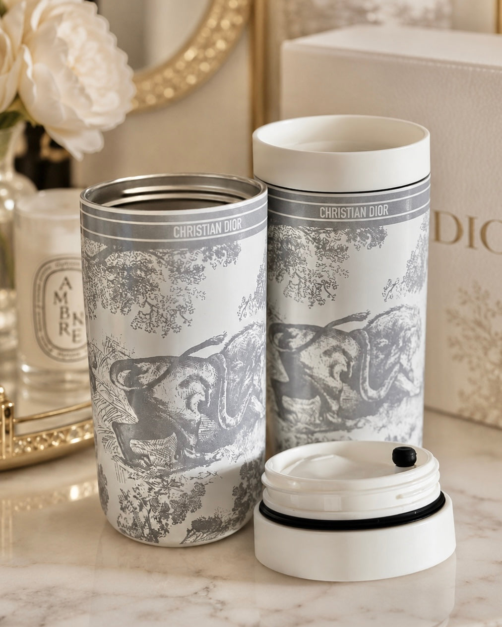 CHRISTIAN DIOR VIP Toile de Jouy Insulated Tumbler In Gray  - GWP